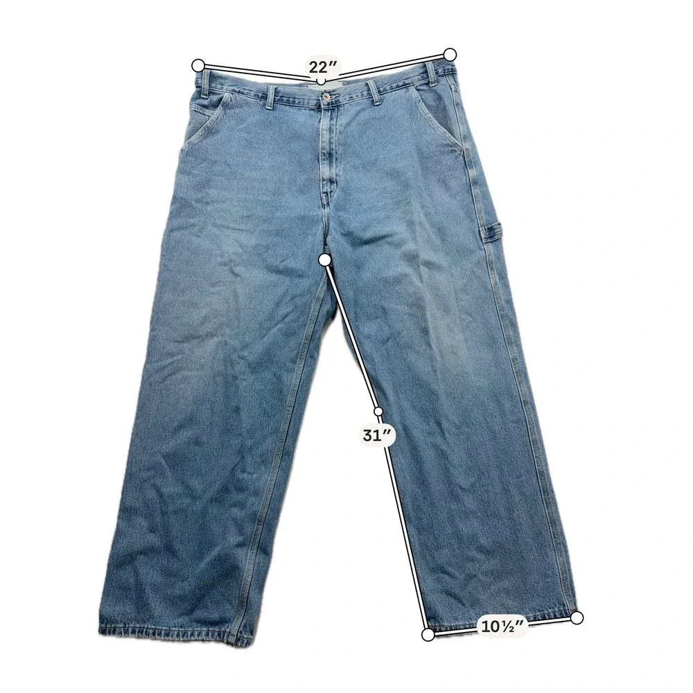 VTG Levi's Baggy Carpenter Jeans Loose Fit Workwear Denim Blue Mens 44x32